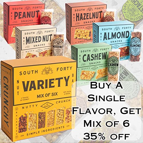 South 40 Snacks Cashew Bar, Extra Crunchy Nut Snack Bar, Simple ...