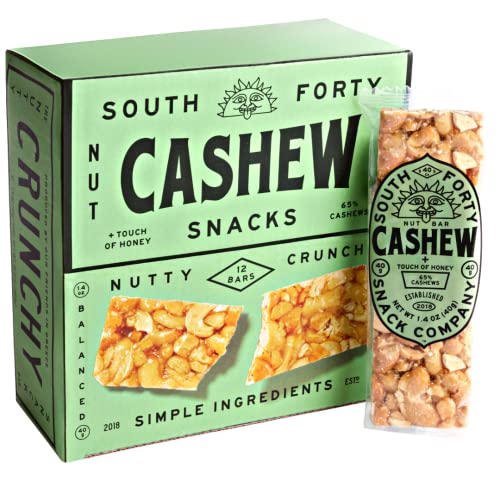 South 40 Snacks Cashew Bar, Extra Crunchy Nut Snack Bar, Simple ...