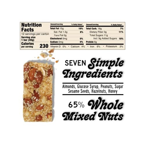 South 40 Snacks Mixed Nut Bar, Extra Crunchy Whole Nut Snack Bar...