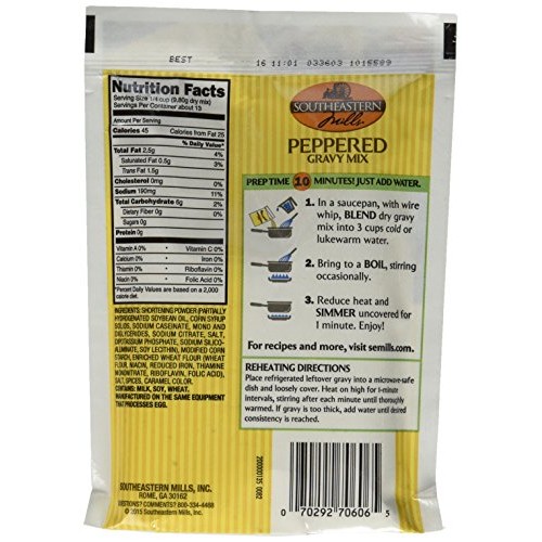 Southeastern Mills Gravy Mix, Peppered, 4.5-Ounce Packages Pack