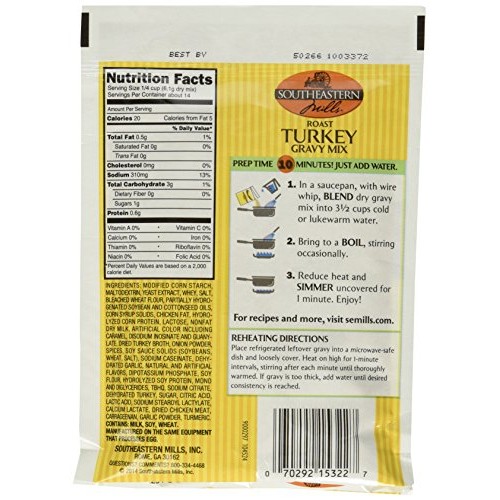 Southeastern Mills Roast Turkey Gravy Mix, 3 Oz. Package Pack O