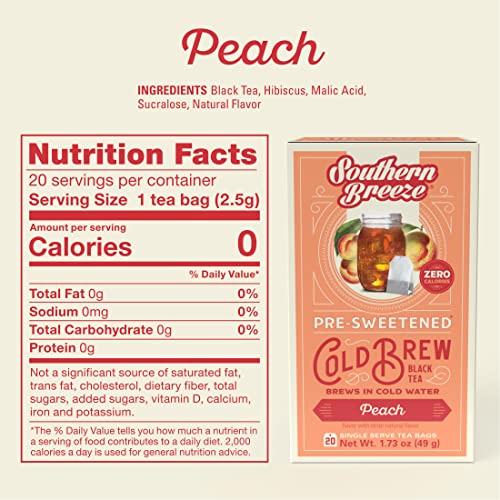 Southern Breeze Cold Brew Sweet Tea Peach Iced Tea with Black Te...