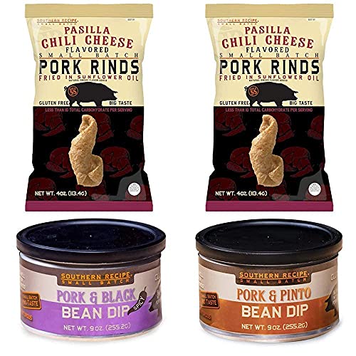 Pasilla Chili Cheese Pork Rinds &Amp; Bean Dip Snack Pack | Southern