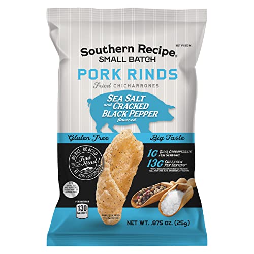 Southern Recipe Small Batch Pork Rinds | Sea Salt & Black Pepper...