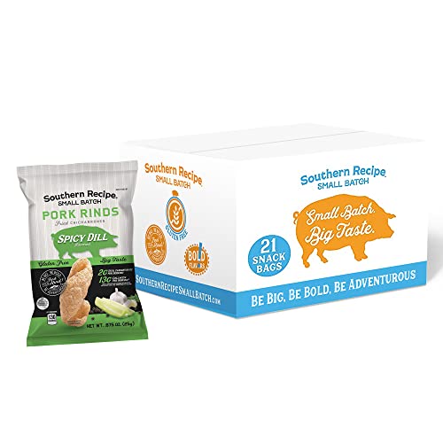 Southern Recipe Small Batch Pork Rinds | Spicy Dill Chicharrones...