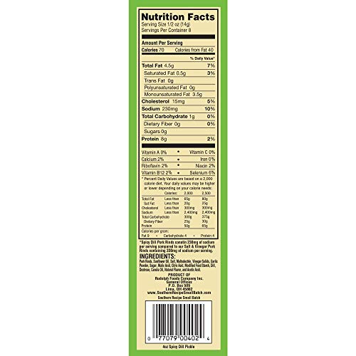 Southern Recipe Small Batch Pork Rinds | Spicy Dill Flavor | Ket