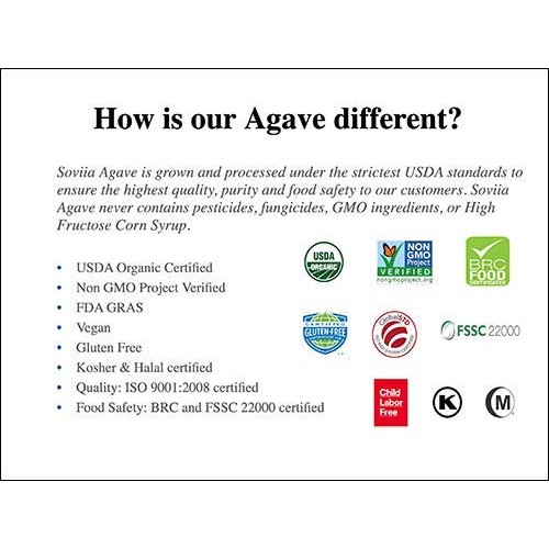 2-Pack: 100% Usda Organic Agave Syrup Estate Grown Vegan Low Gl