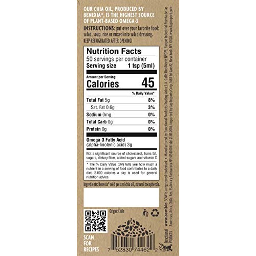 Sow – Seeds Of Wellness, Cold Pressed Chia Oil, Plant-Based Oil,