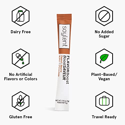 Soylent Flavor Boost, Peanut Butter - Vegan, 0G Added Sugar, Glu Soylent Flavor Boost, Peanut Butter - Vegan, 0G Added Sugar, Glu