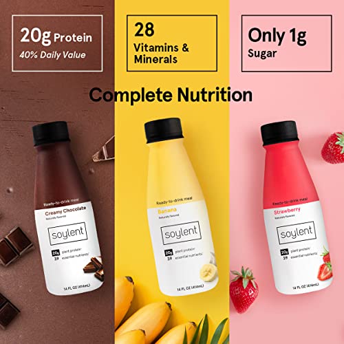 Soylent Meal Replacement Shake, Banana Split Variety Pack, Conta