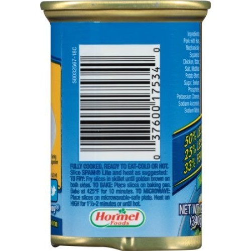 Spam Luncheon Meat Can, Lite, 12 Ounce 2 Count