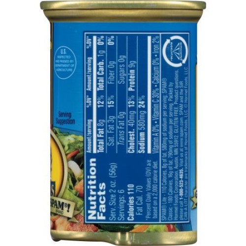 Spam Luncheon Meat Can, Lite, 12 Ounce 2 Count