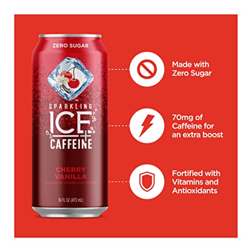 Sparkling Ice +Caffeine Cherry Vanilla Sparkling Water, With Ant