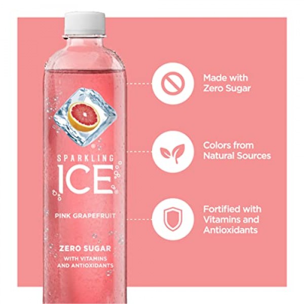 Sparkling Ice, Pink Grapefruit Sparkling Water, with Antioxidant...