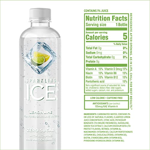Sparkling Ice, Lemon Lime Sparkling Water, With Antioxidants And