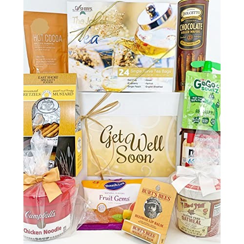 Gourmet Get Well Gift Box Basket - For Cold Flu Illness Surgery