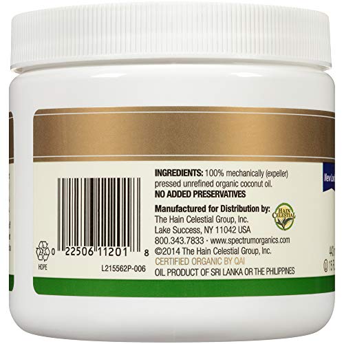 Spectrum Essentials Organic Coconut Oil, Unrefined, 15 Oz