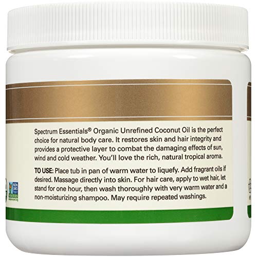 Spectrum Essentials Organic Coconut Oil, Unrefined, 15 Oz