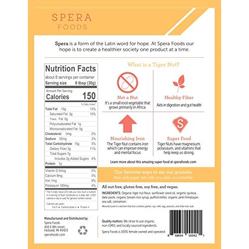 Spera Foods | Tigernut Granola | Cinnamon | 8 Oz | Organic | Veg
