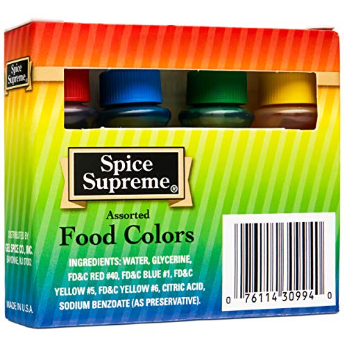 Spice Supreme Assorted Food Colors Red Blue Green Yellow - 4 Col