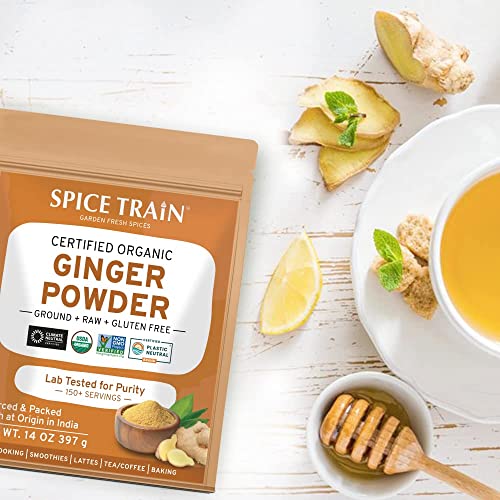 SPICE TRAIN, Organic Ginger Powder 397g/14oz Raw Ground Ginger...