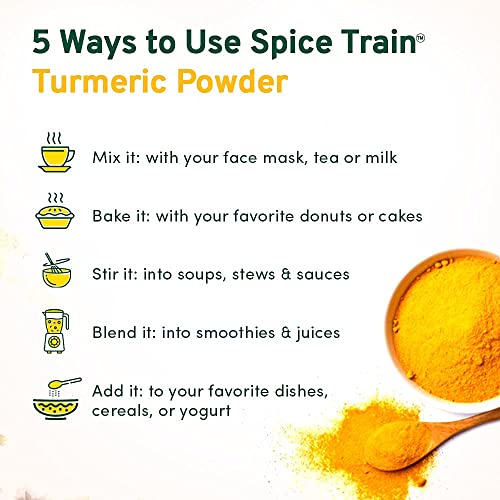 SPICE TRAIN, Organic Turmeric Powder 397g/14oz Made from Raw T...