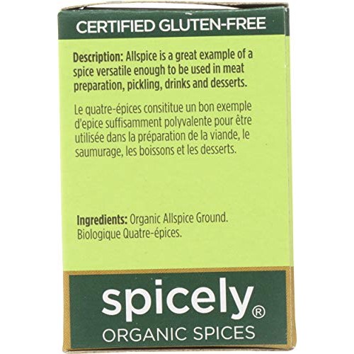 Spicely Organic Allspice Powder 0.45 Ounce Ecobox Certified Glut
