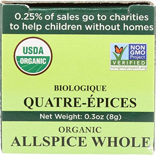 Spicely Organic Allspice Whole 0.30 Ounce Ecobox Certified Glute