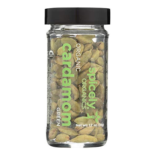Spicely Organic Cardamom Pods Green Whole 1.20 Ounce Jar Certifi