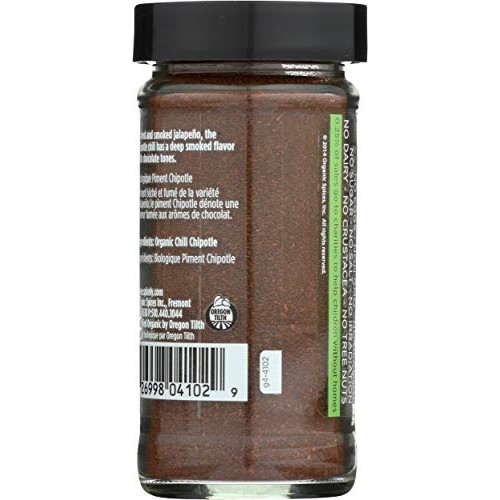Spicely Organic Chili Chipotle Powder 1.70 Ounce Jar Certified G