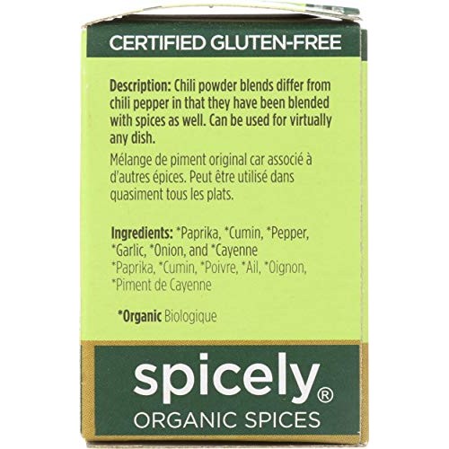 Spicely Organic Chili Powder 0.45 Ounce Ecobox Certified Gluten