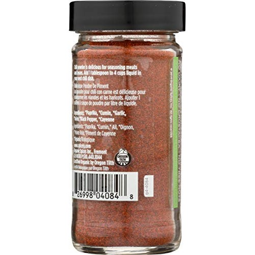 Spicely Organic Chili Powder 1.70 Ounce Jar Certified Gluten Free