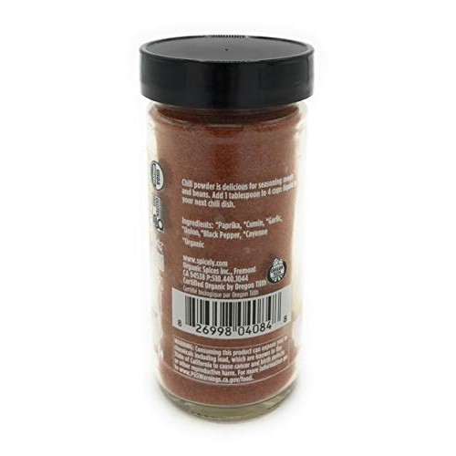 Spicely Organic Chili Powder 1.70 Ounce Jar Certified Gluten Free