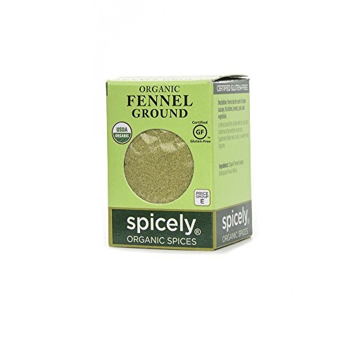 Spicely Organic Fennel Powder 0.50 Ounce Ecobox Certified Gluten