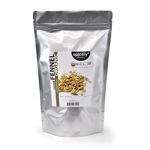 Spicely Organic Fennel Seeds 1 Lb Bag Certified Gluten Free