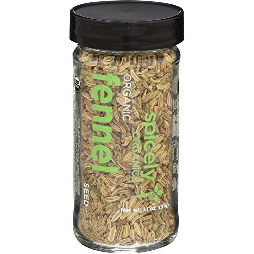 Spicely Organic Fennel Seeds Whole 1.10 Ounce Jar Certified Glut...