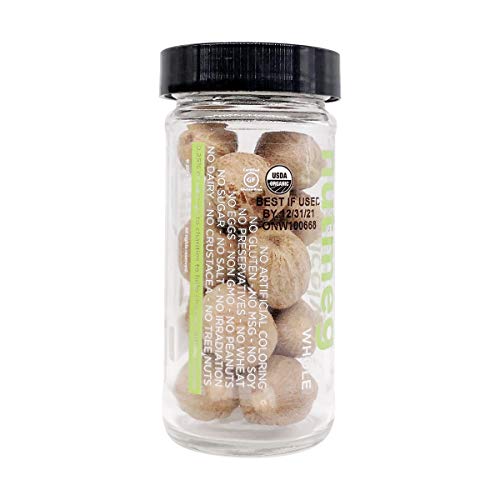 Spicely Organic Nutmeg Whole 1.40 Ounce Jar Certified Gluten Free