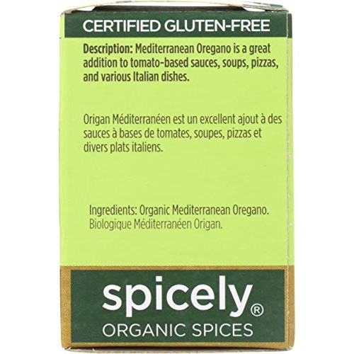 Spicely Organic Oregano 0.15 Ounce Ecobox Certified Gluten Free