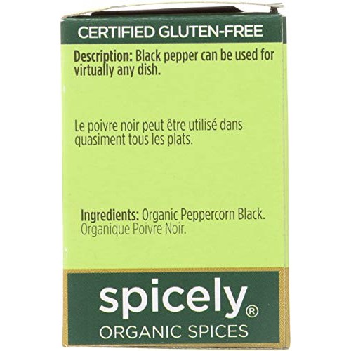 Spicely Organic Peppercorn, Black - Compact
