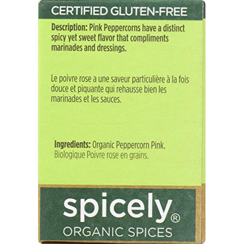 Spicely Organic Peppercorn Pink Whole 0.15 Ounce Ecobox Certifie