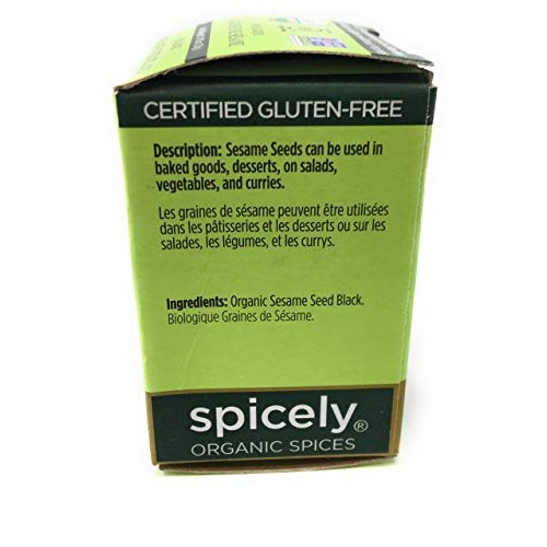 Spicely Organic Sesame Seeds Black Whole 0.45 Ounce Ecobox Certi