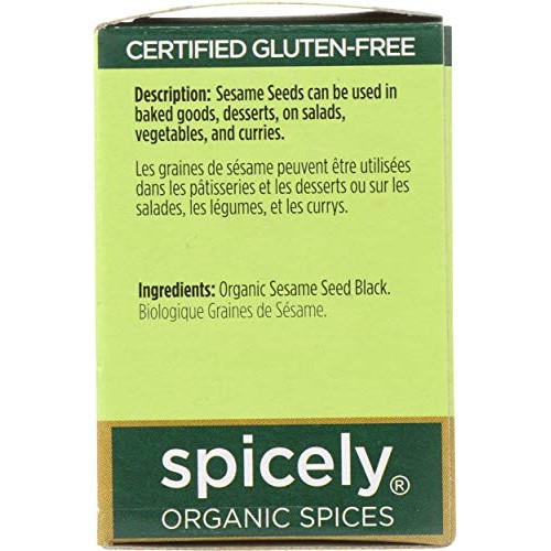 Spicely Organic Sesame Seeds Black Whole 0.45 Ounce Ecobox Certi