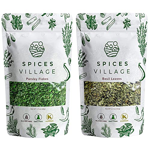 Spices Village Parsley Flakes And Dried Basil Leaves [ 4 Oz ] -