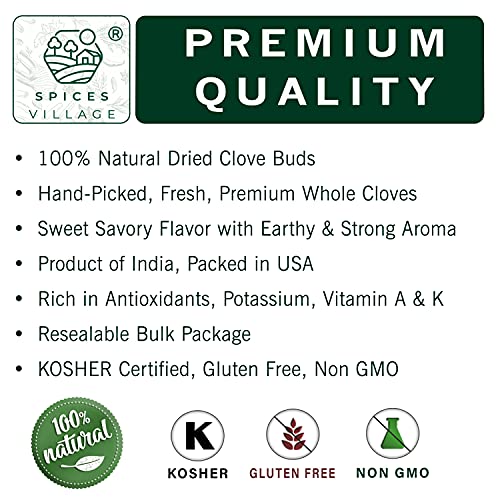 Spices Village Whole Cloves, Kosher Certified, All Natural Dried