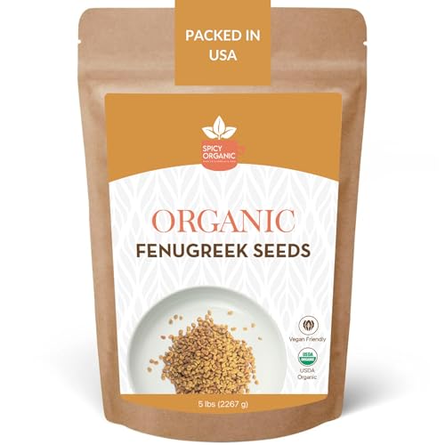 SPICY ORGANIC Fenugreek Seeds 5 lbs. - Whole Methi Seeds for Tea...