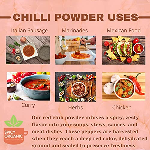 SPICY ORGANIC Red Chili Powder - USDA Certified Organic, Non-GMO...