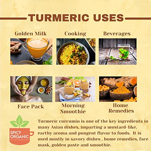 SPICY ORGANIC Turmeric Root Powder – USDA Organic, Non-GMO Curcu...