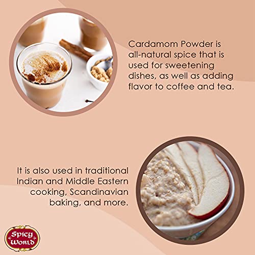 Spicy World Ground Cardamom Powder 3.5Oz Cardamon