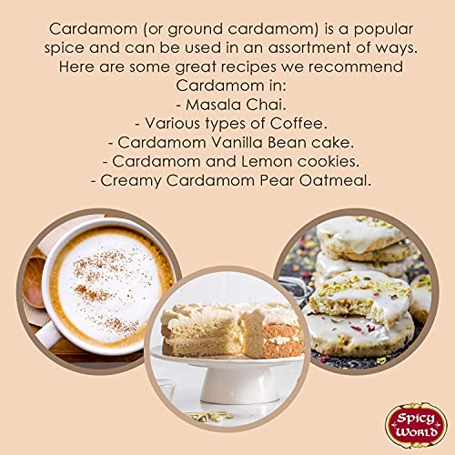 Spicy World Ground Cardamom Powder 3.5Oz Cardamon