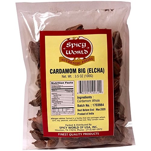 Spicy World Black Cardamom Pods Whole 3.5 Ounce Bag